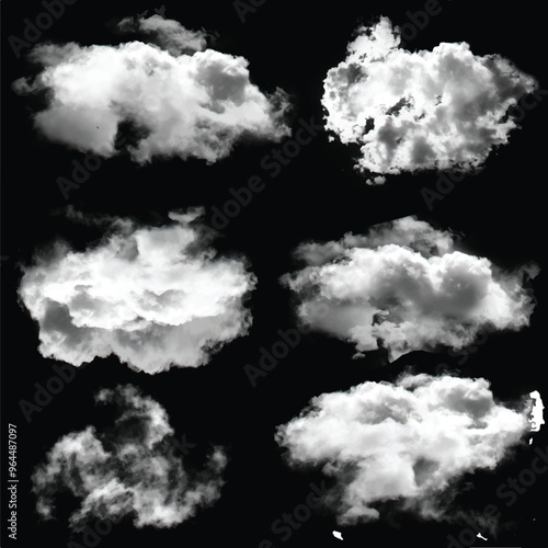 White cumulus cloud shape over solid background
