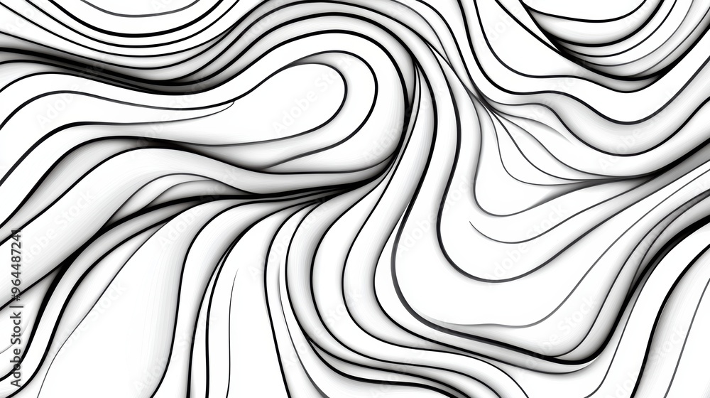 A black and white abstract background with wavy lines, AI A black and white abstract background with wavy lines, AI