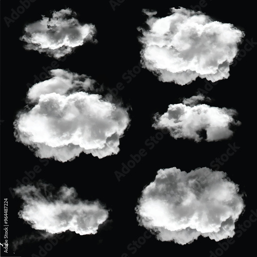 White cumulus cloud shape over solid background