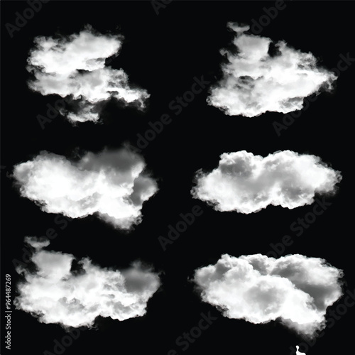 White cumulus cloud shape over solid background