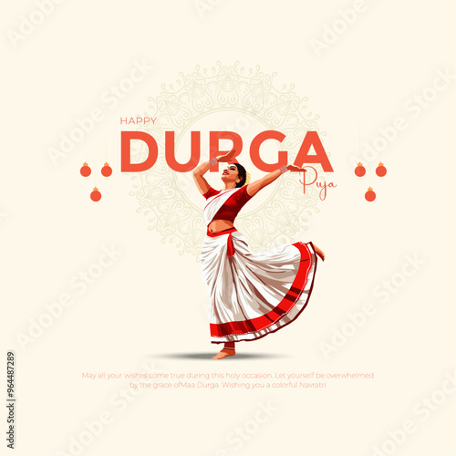 Happy Durga Puja indian God durga in Durga Puja Subh Navratri background. vector illustration
