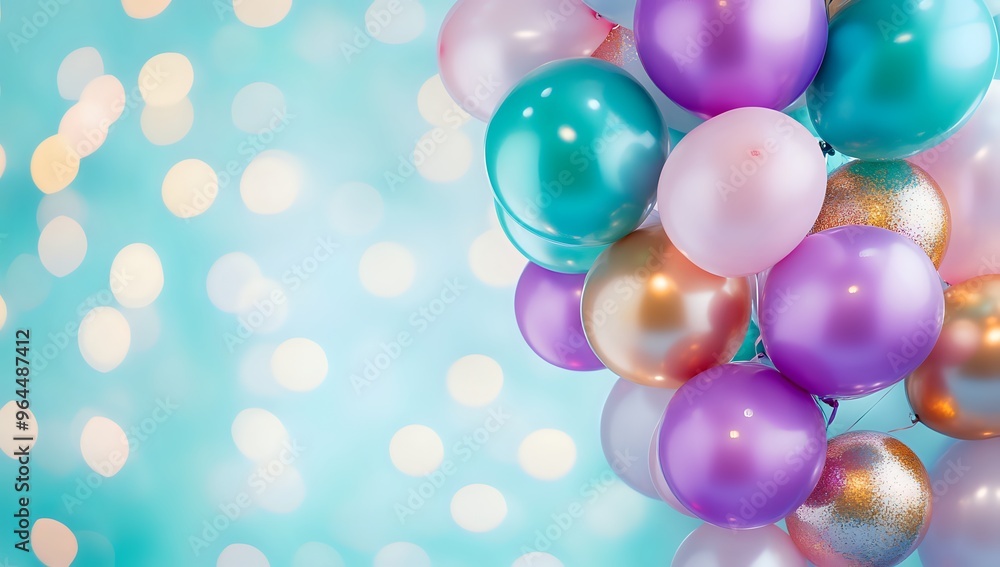 Pastel balloons with blurred bokeh background. Pastel balloons with blurred bokeh background.