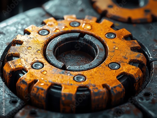 Wallpaper Mural Industrial Gear Close Up   Rusty  Grunge  Machine Parts Torontodigital.ca