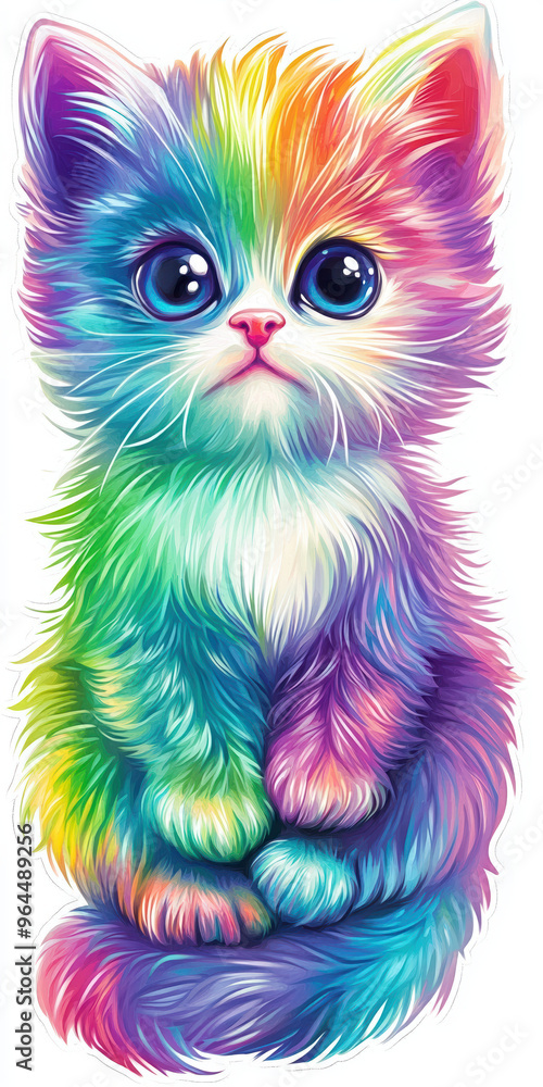 cat rainbow colorful kitten cute furry animal pet illustration portrait digital art whimsical fantasy fur eyes playful vibrant artistic colorful pet adorable kitten cat rainbow colorful kitten cute furry animal pet illustration portrait digital art whimsical fantasy fur eyes playful vibrant artistic colorful pet adorable kitten