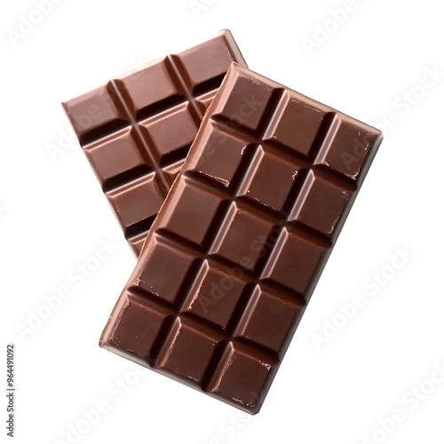 Milk chocolate bars isolated on white background with smooth texture for dessert and snack concept, Cutout, Isolated on White Background