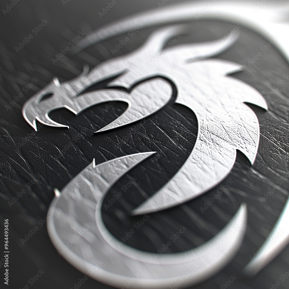 Close up of simple minimalist dragon logo with thick lines Close up of simple minimalist dragon logo with thick lines