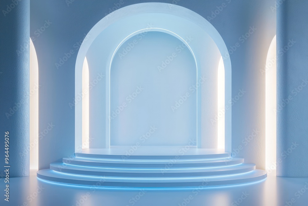 Abstract Minimalist Architecture with Blue Lighting. Abstract Minimalist Architecture with Blue Lighting.