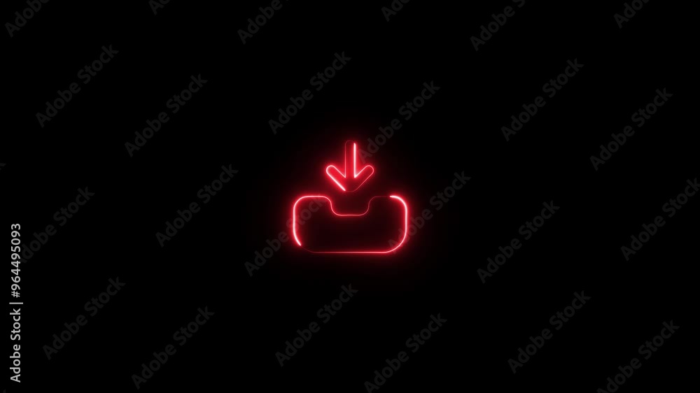 Neon arrow glowing. Directional sign arrow points to the down. Vector sign logo with glowing colors. Neon arrow glowing. Directional sign arrow points to the down. Vector sign logo with glowing colors.
