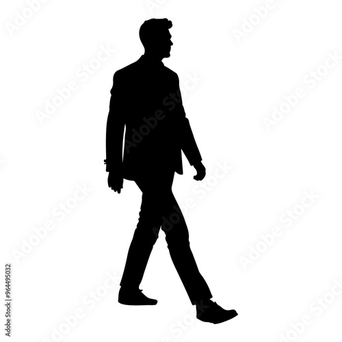 Obraz na płótnie A business man walking pose vector silhouette isolated white background w salonie