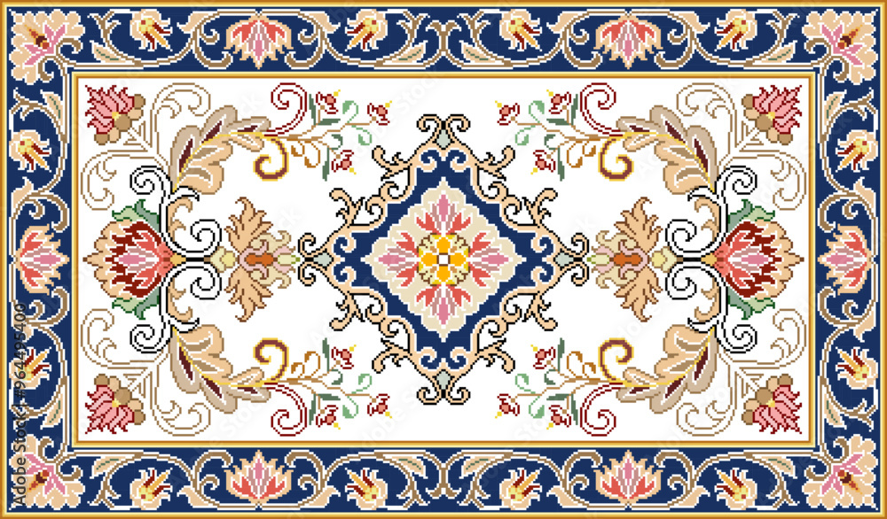 Persian carpet original design, tribal vector texture. Easy to edit and change a few colors by swatch window.