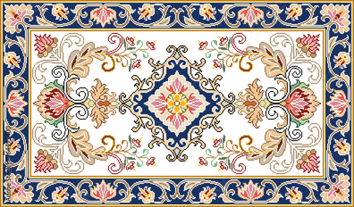 Persian carpet original design, tribal vector texture. Easy to edit and change a few colors by swatch window.
