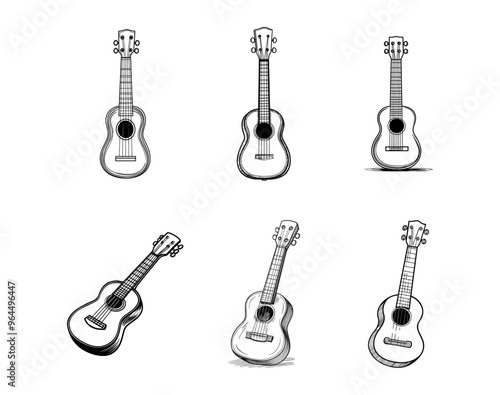 guitars line isolated on white background. Vector illustration 