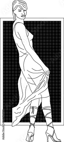 Vector sketch illustration of a silhouette design of a profile of a person doing activities in a style in a box frame 