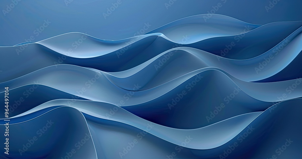 Fototapeta premium A serene abstract representation of flowing waves in shades of blue, evoking calmness and tranquility.