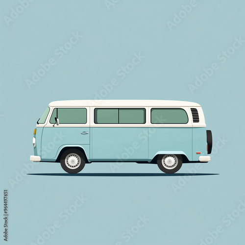 Minimalist van icon in a vector style, with wheels and windows subtly detailed