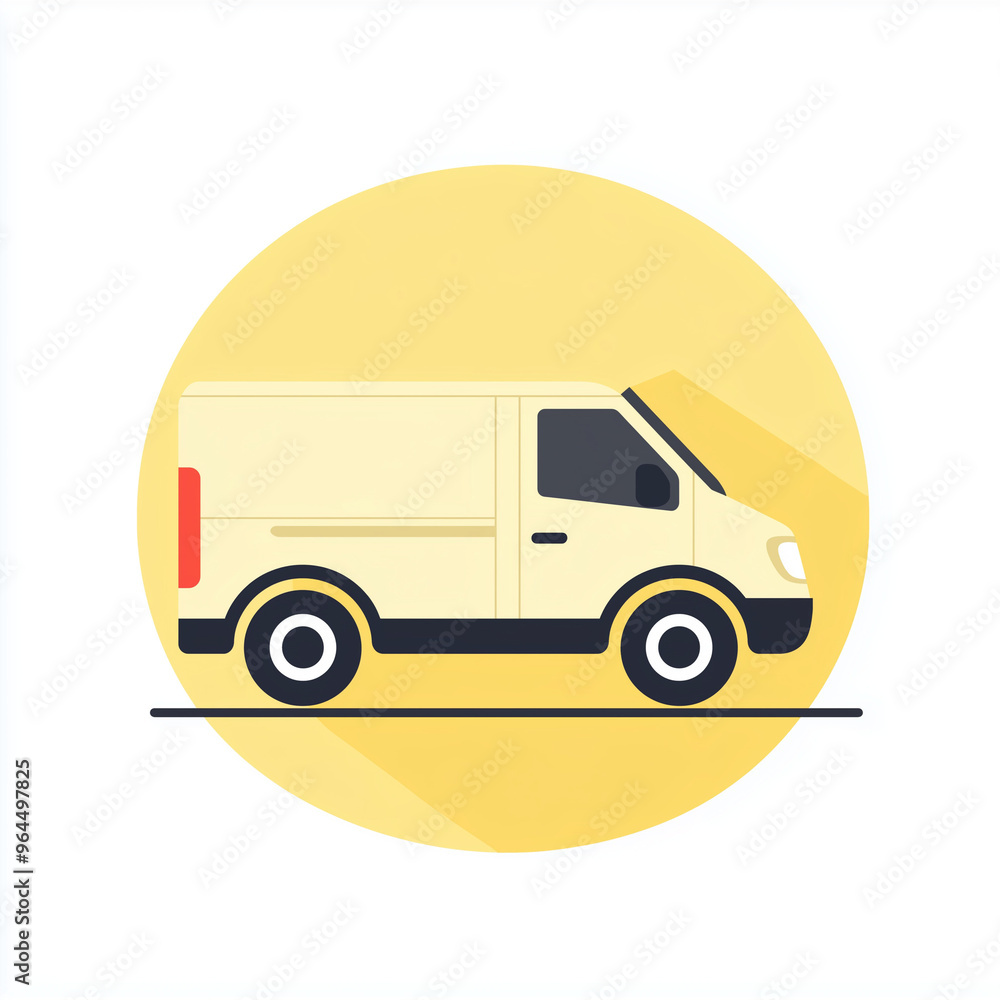Van icon with a boxy shape, representing a delivery vehicle, in a simplified, flat style Van icon with a boxy shape, representing a delivery vehicle, in a simplified, flat style