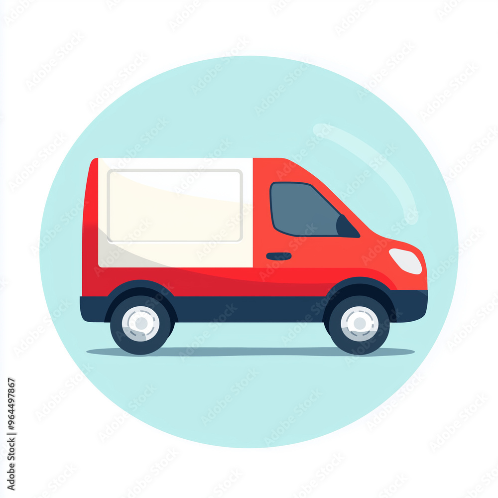 Van icon with a boxy shape, representing a delivery vehicle, in a simplified, flat style Van icon with a boxy shape, representing a delivery vehicle, in a simplified, flat style