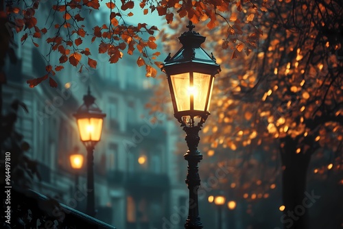 Streetlights in the fall