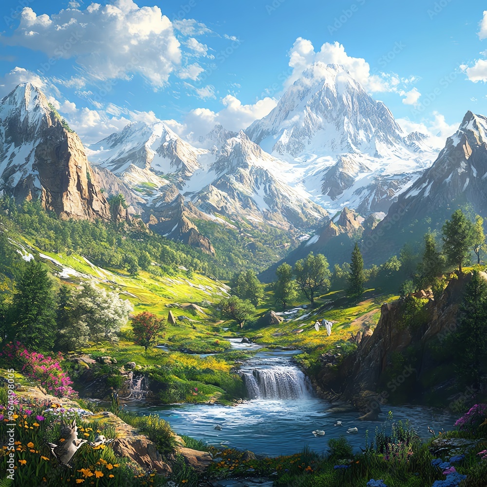 A sweeping view of mystical mountains and serene valleys A sweeping view of mystical mountains and serene valleys