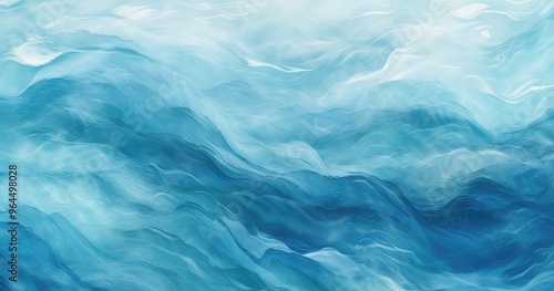 A serene abstract representation of ocean waves in varying shades of blue, evoking a tranquil and fluid atmosphere.