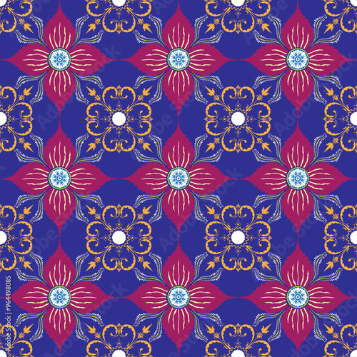 Vector design Textile Abstract fabric pattern geometric, Geometric ethnic oriental seamless pattern traditional Design for background, illustration, embroidery style. 