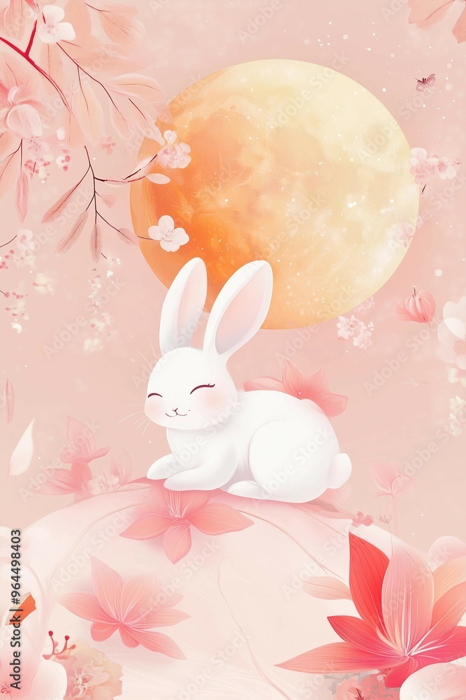 Mid-Autumn Festival poster,cute girl in hanfu sitting on ground,white rabbit ,yellow moon. Mid-Autumn Festival poster,cute girl in hanfu sitting on ground,white rabbit ,yellow moon.