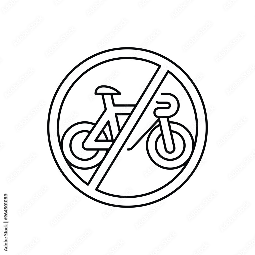 no bicycle allowed thin outline icon vector design good for web or mobile app
