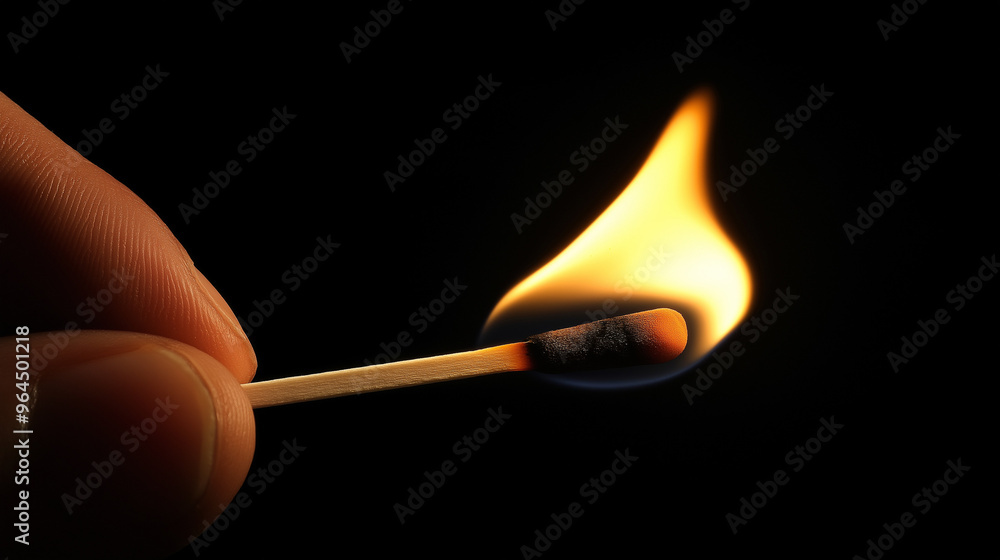 wooden matchstick burning on black background wooden matchstick burning on black background
