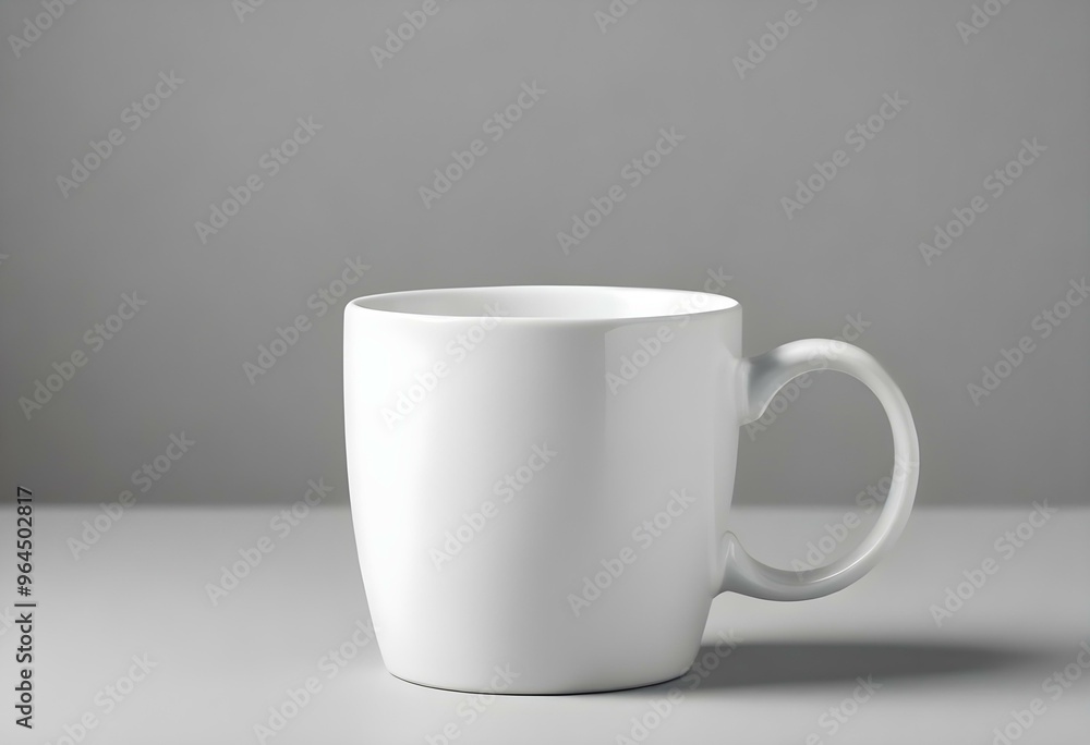 Obraz premium 3d model, A white ceramic coffee mug filled with rich, dark coffee, positioned centrally against a smooth, light gray monochrome background., figure, octane render volumetric, highly detailed 