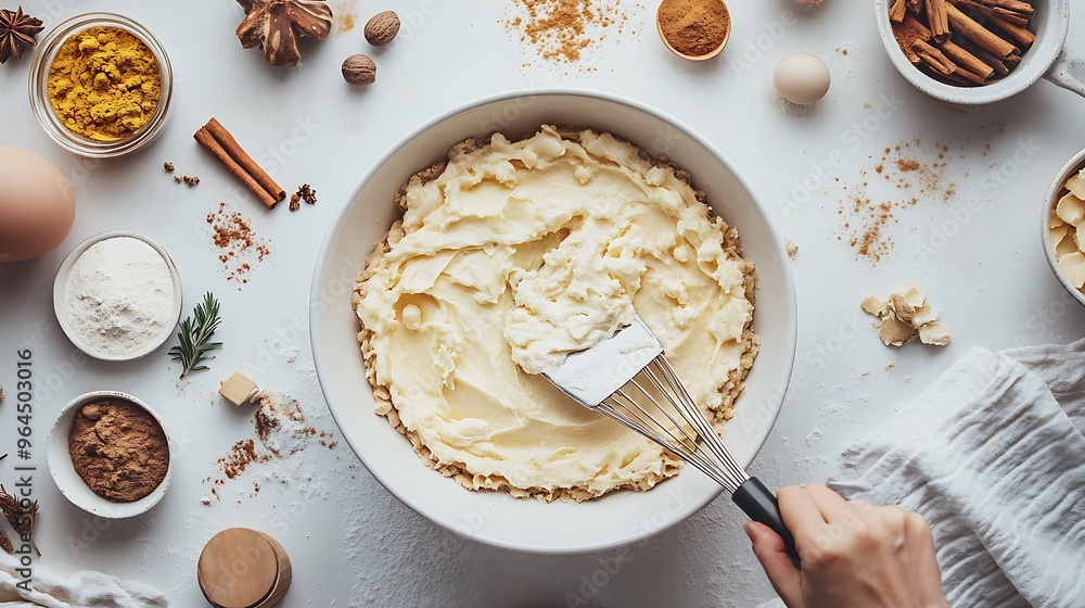 Baking Cake with Cream Cheese Frosting and Spices Baking Cake with Cream Cheese Frosting and Spices