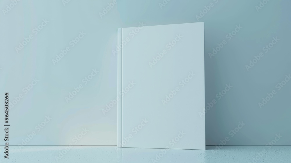 A minimalist photo of a plain white book standing upright against a light blue background, capturing simplicity and subtle elegance. A minimalist photo of a plain white book standing upright against a light blue background, capturing simplicity and subtle elegance.