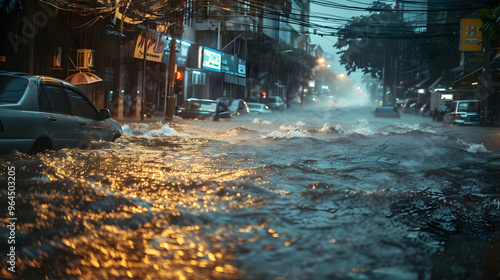 Urban flooding Illustrate the consequences of intense rainfall and overloaded drainage systems in urban areas