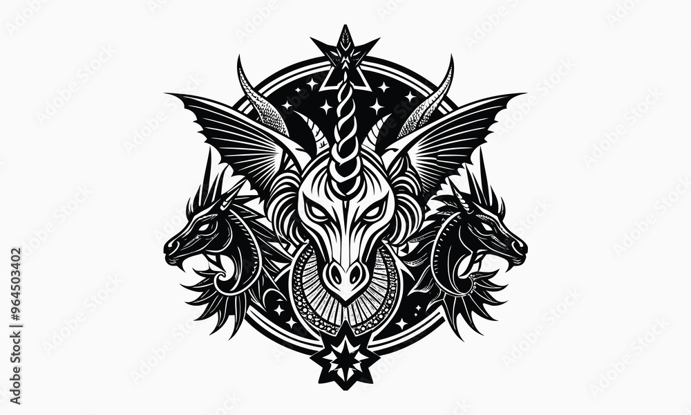 Obraz premium Dragons silhouette vector illustration design