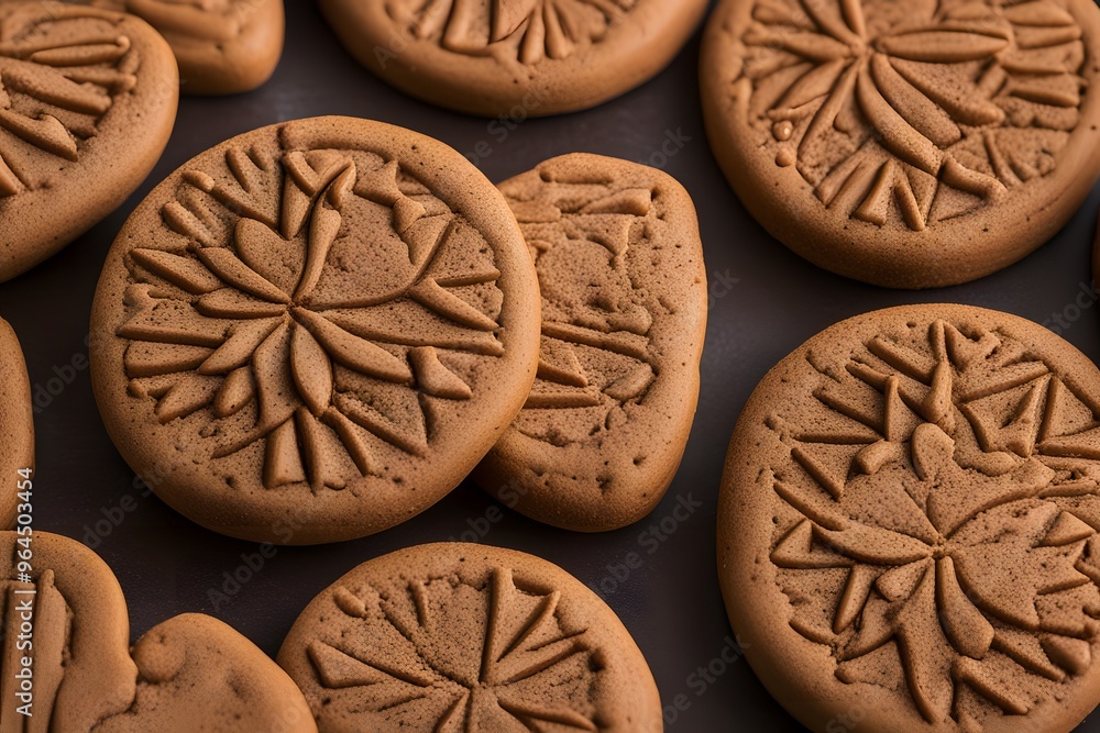 A traditional Belgian speculoos cookie with a spiced aroma, Ai Generated A traditional Belgian speculoos cookie with a spiced aroma, Ai Generated
