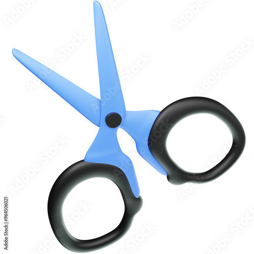 3D Render of Scissors with Sharp Blades, Useful for Office Tasks or Craft Projects. Clipart for Cutting Tools, Office Supplies, and Craftwork. photo