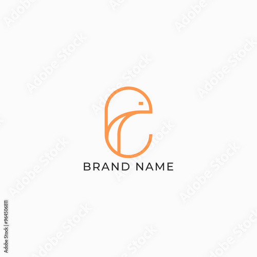 ILLUSTRATION LETTER C WITH HEAD BIRD GEOMETRIC LINE LOGO ICON ORANGE COLOR TEMPLATE SIMPLE MINIMALIST ELEMENT DESIGN SIMPLE VECTOR GOOD FOR APPS, BRAND 