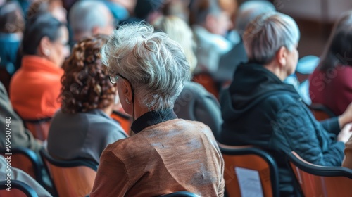Wallpaper Mural A group of people attentively attending a seminar, their diverse hairstyles creating a mosaic of colors and textures, highlighting the focus and engagement of the event. Torontodigital.ca