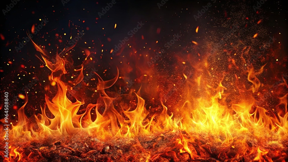 Abstract background resembling fiery flames with red and orange glowing embers Abstract background resembling fiery flames with red and orange glowing embers