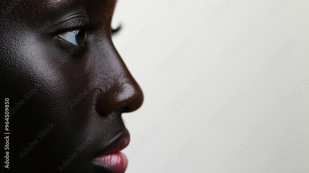 Close-Up Portrait of an African Person with Smooth Skin and Focused Expression Close-Up Portrait of an African Person with Smooth Skin and Focused Expression