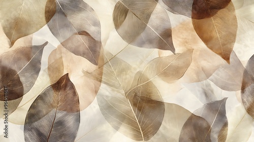 Translucent Layered Leaves: Earthy Tones and Organic Patterns photo