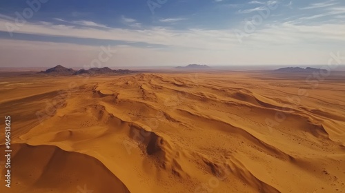 Endless Horizons: Aerial View of Vast Desert with Majestic Sand Dunes