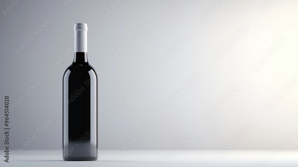 Elegant black wine bottle on a minimalist background, perfect for showcasing fine wines or artistic beverage compositions. Elegant black wine bottle on a minimalist background, perfect for showcasing fine wines or artistic beverage compositions.