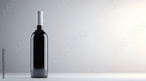 Elegant black wine bottle on a minimalist background, perfect for showcasing fine wines or artistic beverage compositions.