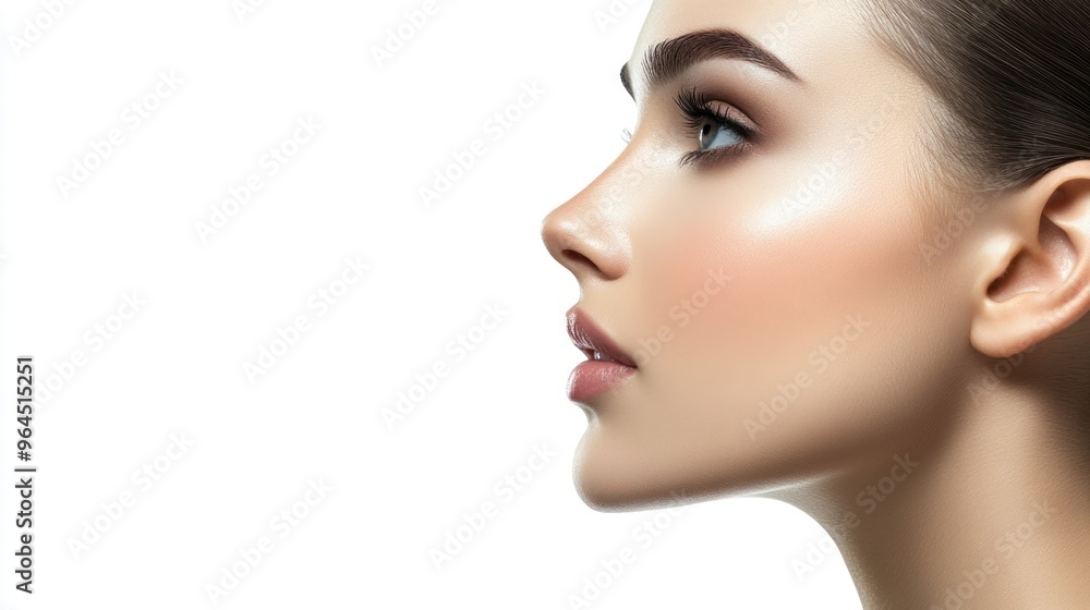 Fototapeta premium Profile of a Beautiful Woman with Smooth Skin