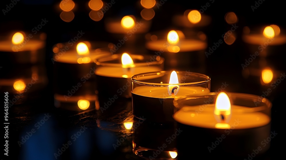 Glowing Candles in Cozy Dark Room Creating Warm Intimate Atmosphere Glowing Candles in Cozy Dark Room Creating Warm Intimate Atmosphere