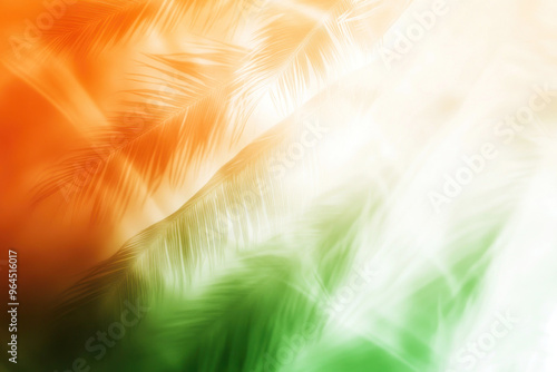 Abstract Background Reflecting Côte d'Ivoire's National Theme with Orange, White, and Green Colors and Cocoa and Palm Tree Motifs