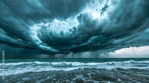 Dramatic Stormy Clouds Gathering Over the Turbulent Ocean Landscape