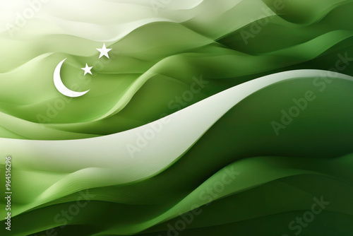 Abstract Background Representing Algeria's National Theme with Desert Hues, Green and White Colors, and Crescent and Star Motifs