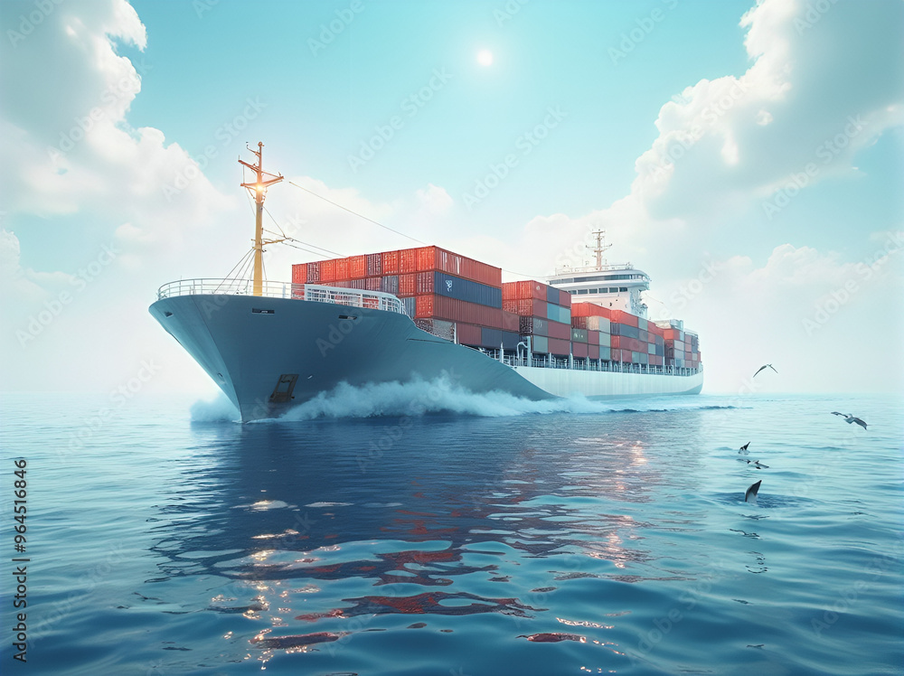 Array Container Ship In a stunning digital masterpiece, a unique container ship adorns its ...