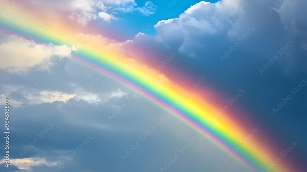 Majestic Rainbow Arching Across Dramatic Cloudy Sky After Rainstorm Majestic Rainbow Arching Across Dramatic Cloudy Sky After Rainstorm